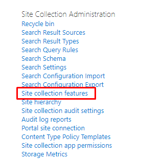 Site Collection features
