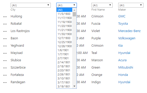 Filter Date Time column