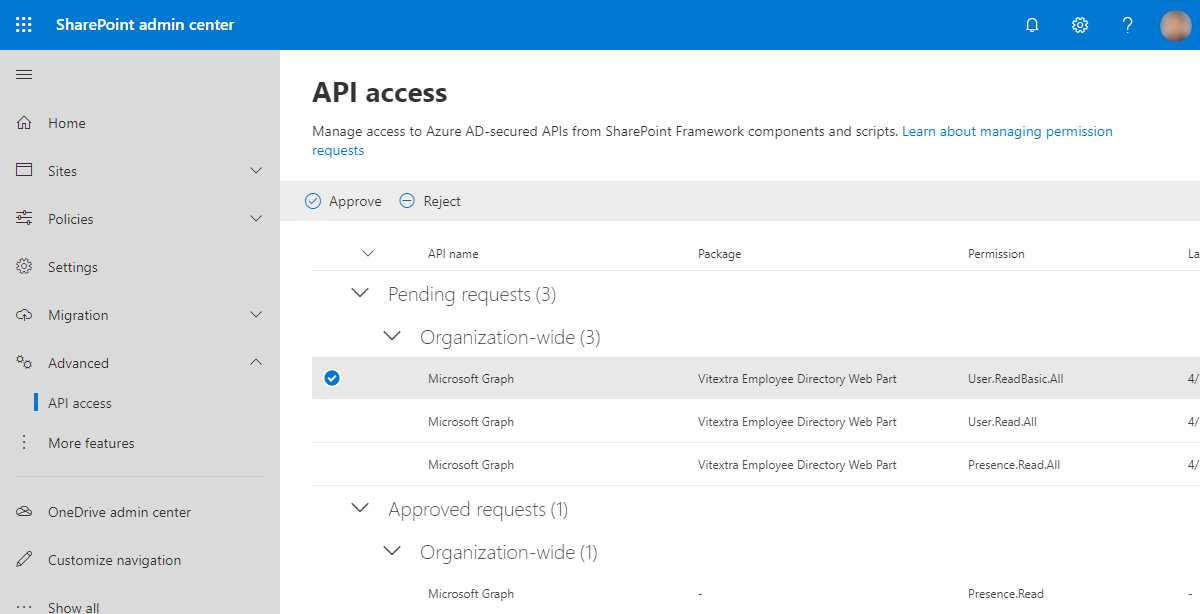 SharePoint API Access Requests