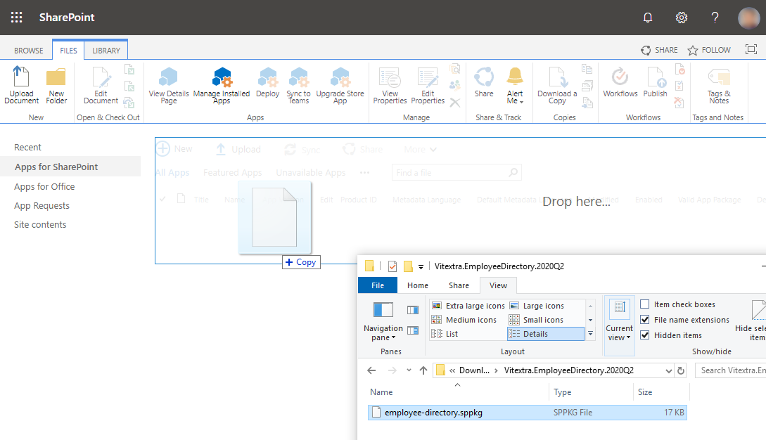 Uploading .sppkg file to SharePoint Online