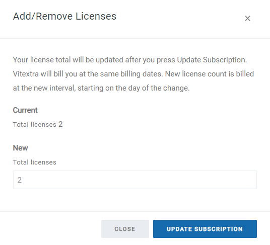 Change License Count Dialog