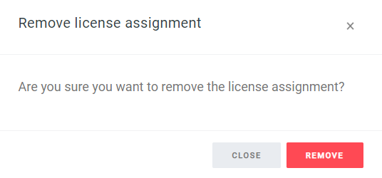 Remove License. Confirmation Dialog