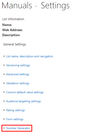 SharePoint Library settings