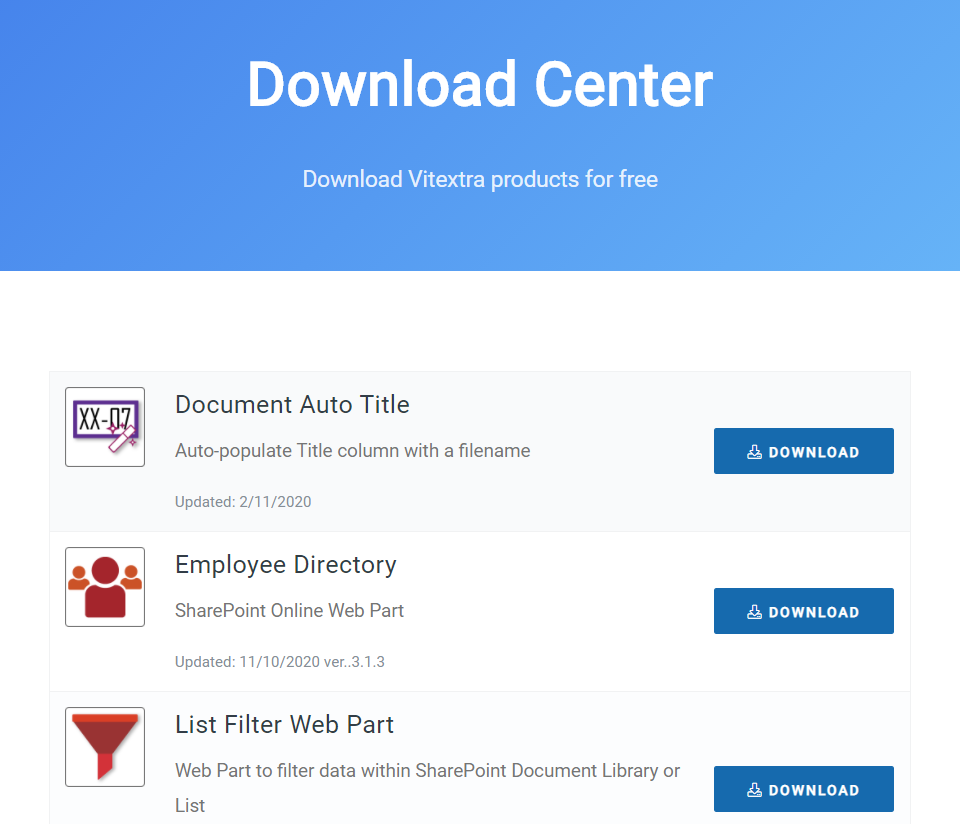 Vitextra Download Center