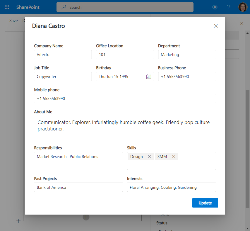 Profile Edit Dialog