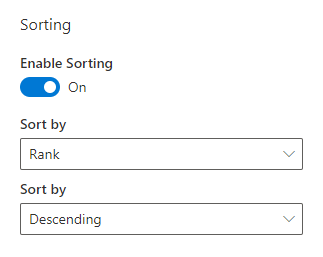 Smart Search. Sorting Settings