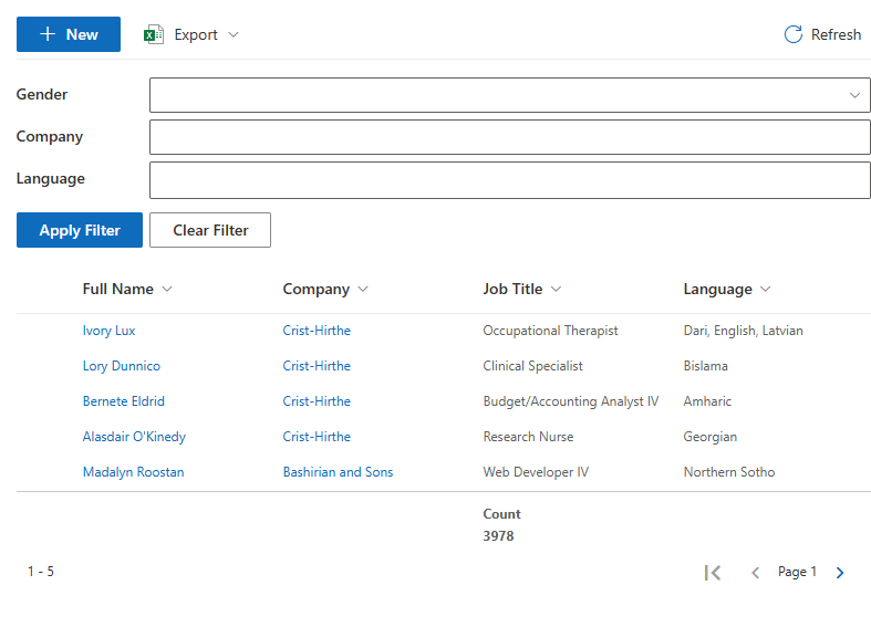 Open the List Filter Online