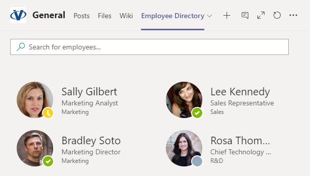 Vitextra Employee Directory. Microsoft Teams Integration