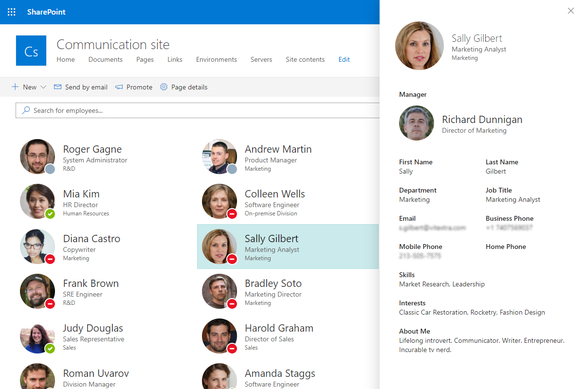 Employee Directory for SharePoint Online Vitextra