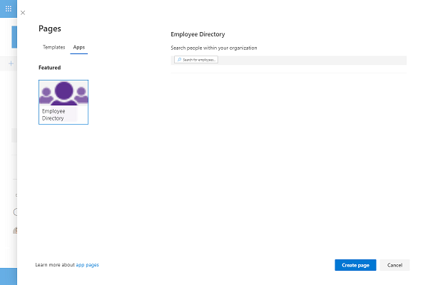 Creating a single app page for Employee Directory Web Part
