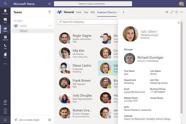 Employee Directory App integrated to Microsoft Teams channel